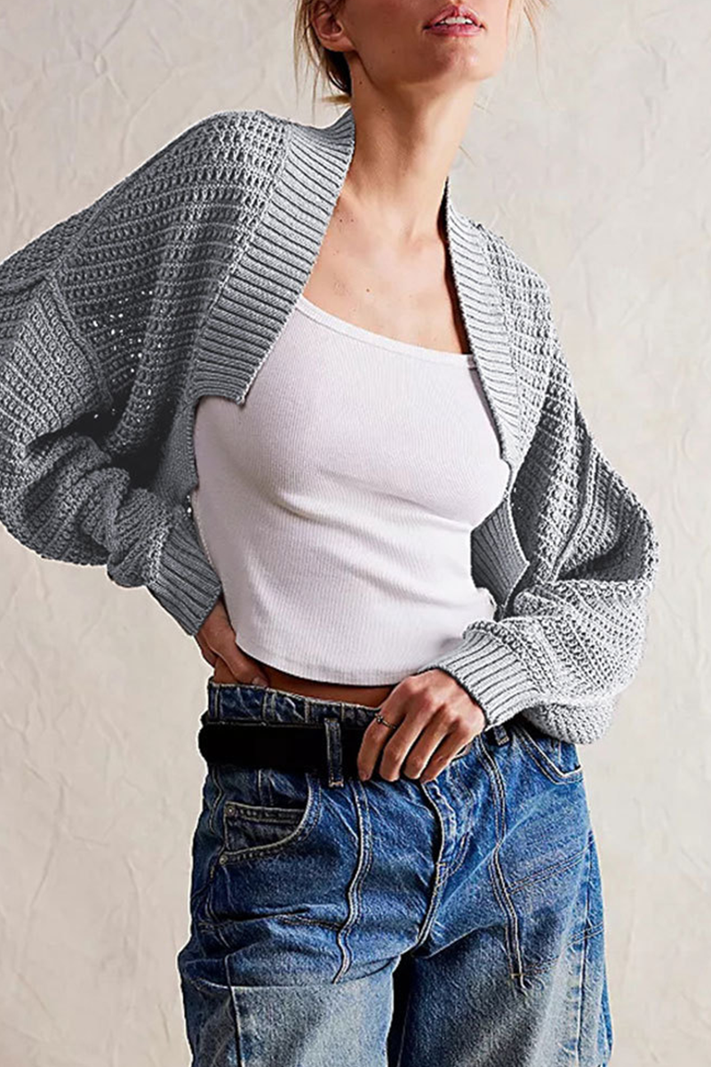 Daily Color Weave Cardigan Collar Outerwear(4 Colors)