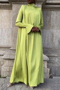 Color Basic Turtleneck Long Dresses