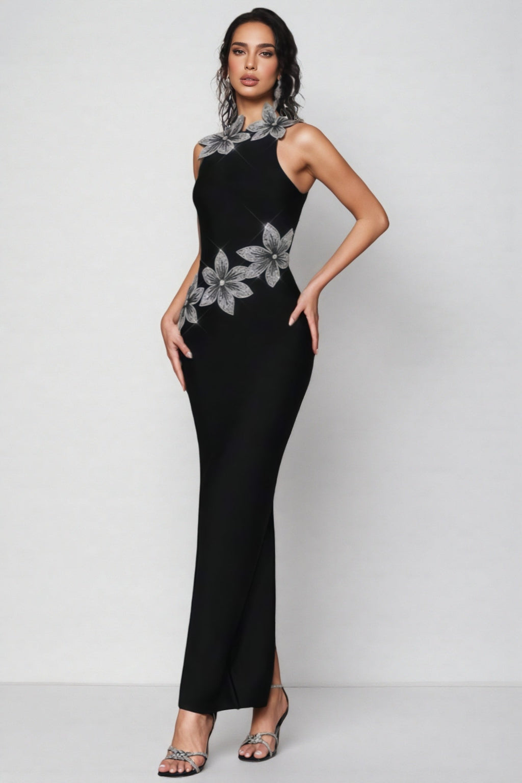 Pam 3d Diamond Bandage Maxi Dress