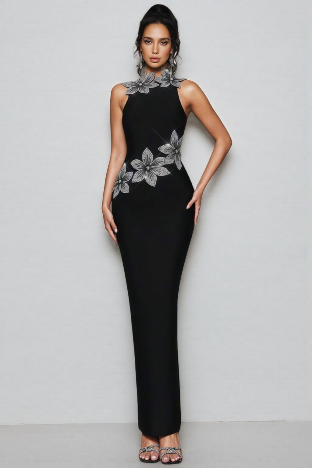 Pam 3d Diamond Bandage Maxi Dress