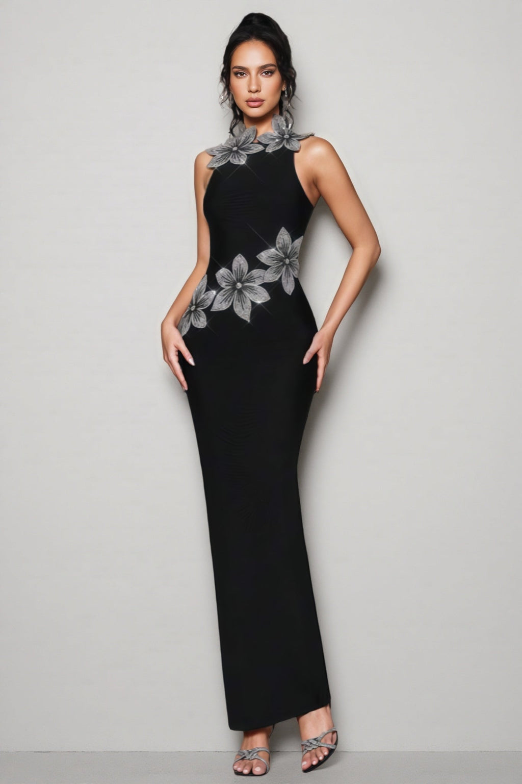 Pam 3d Diamond Bandage Maxi Dress