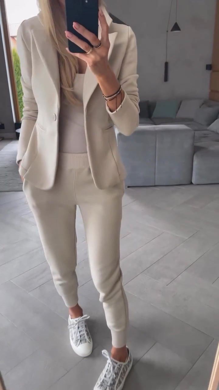 Collar Jacket+ Pants Commuting Style Set