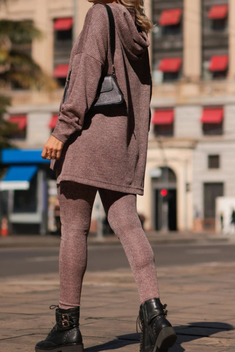 Round Neck Hooded Top+ Pants Set