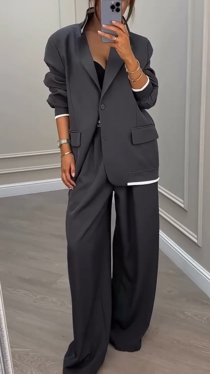 Collar Jacket+ Pants Style Commuting Suit