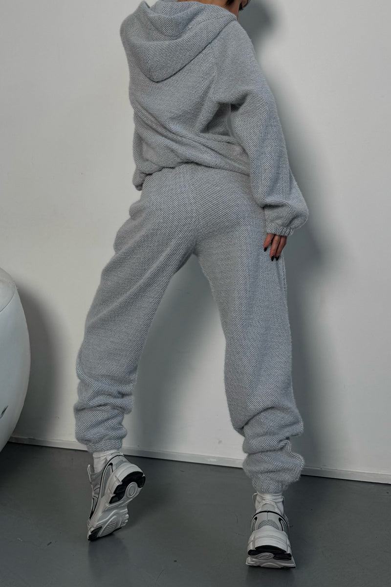 Button-down Hooded Jacket + Pants Suit