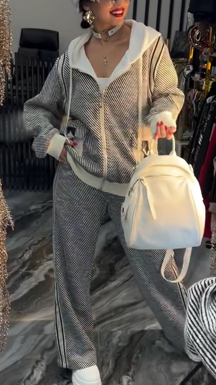 Hooded Drawstring Jacket + Pants Set