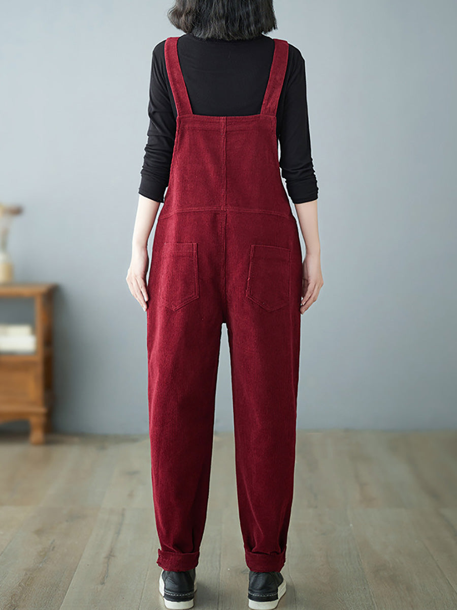 Autumn Corduroy Loose Jumpsuits Ah1009