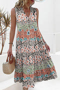 Unique Print Sleeveless Midi Dress