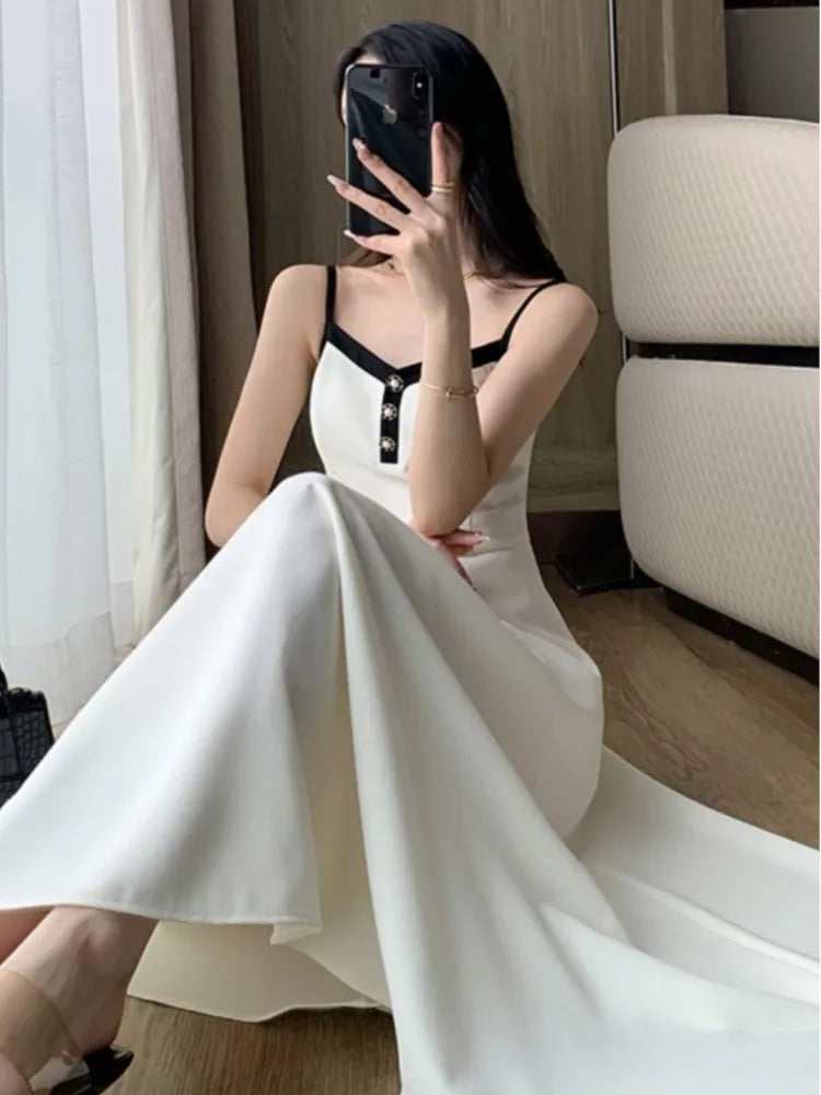 2-piece Dress Set for Lady Cropped Coat A-line Midi Camisole Dresses Slim Korean Female Suit Spring Autumn New