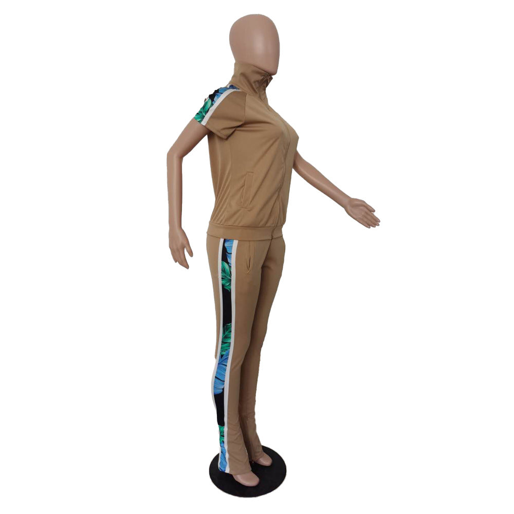 Striped Drawstring Kangaroo Pocket Pants Set Bo3060