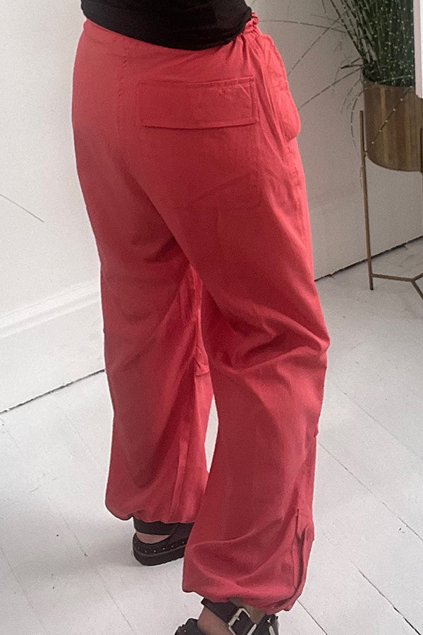 Callings Drawstring Waist Pocketed Oversized Cargo Pants