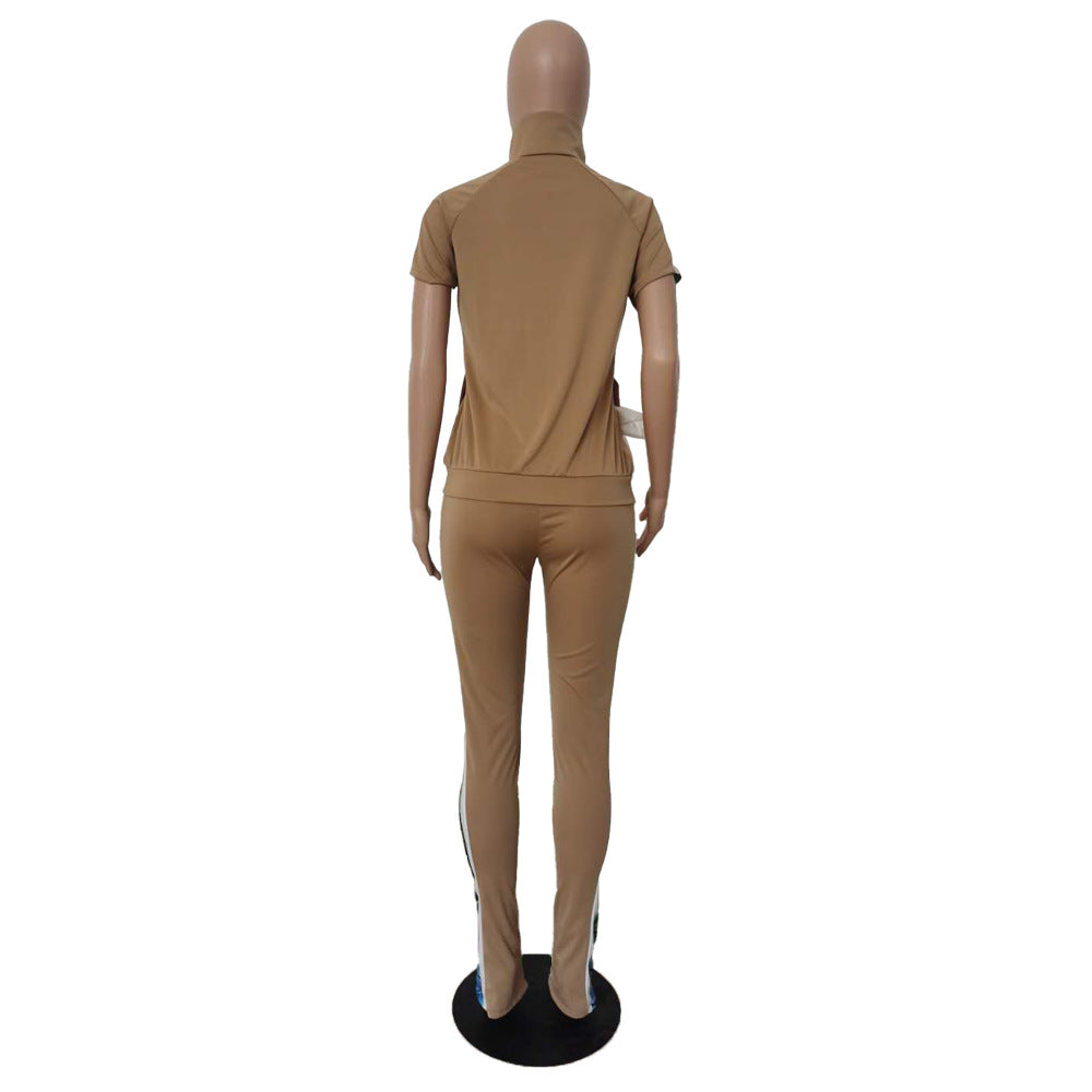 Striped Drawstring Kangaroo Pocket Pants Set Bo3060