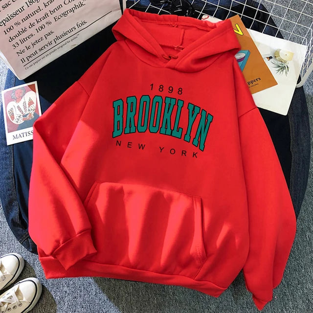 1898 Brooklyn New York Printed Hoodies Fleece Hoody Creativity Pullover Clothing Street Loose Sweatshirts ’s