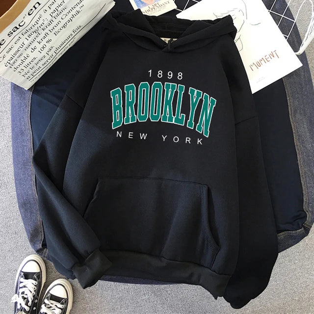 1898 Brooklyn New York Printed Hoodies Fleece Hoody Creativity Pullover Clothing Street Loose Sweatshirts ’s