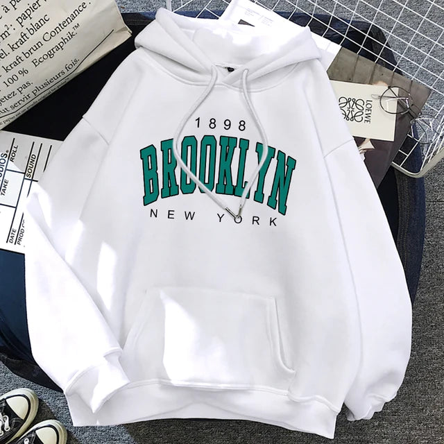 1898 Brooklyn New York Printed Hoodies Fleece Hoody Creativity Pullover Clothing Street Loose Sweatshirts ’s