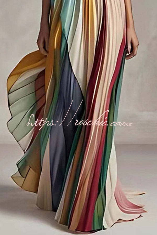 Off-shoulder Tube Top Waist Color Maxi Dress