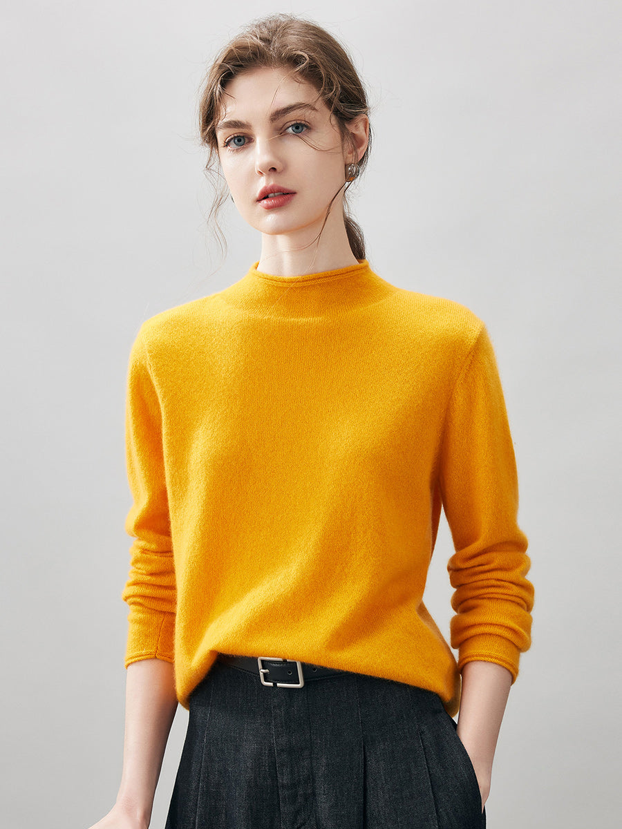 100% Cashmere Round Neck Knit Sweater