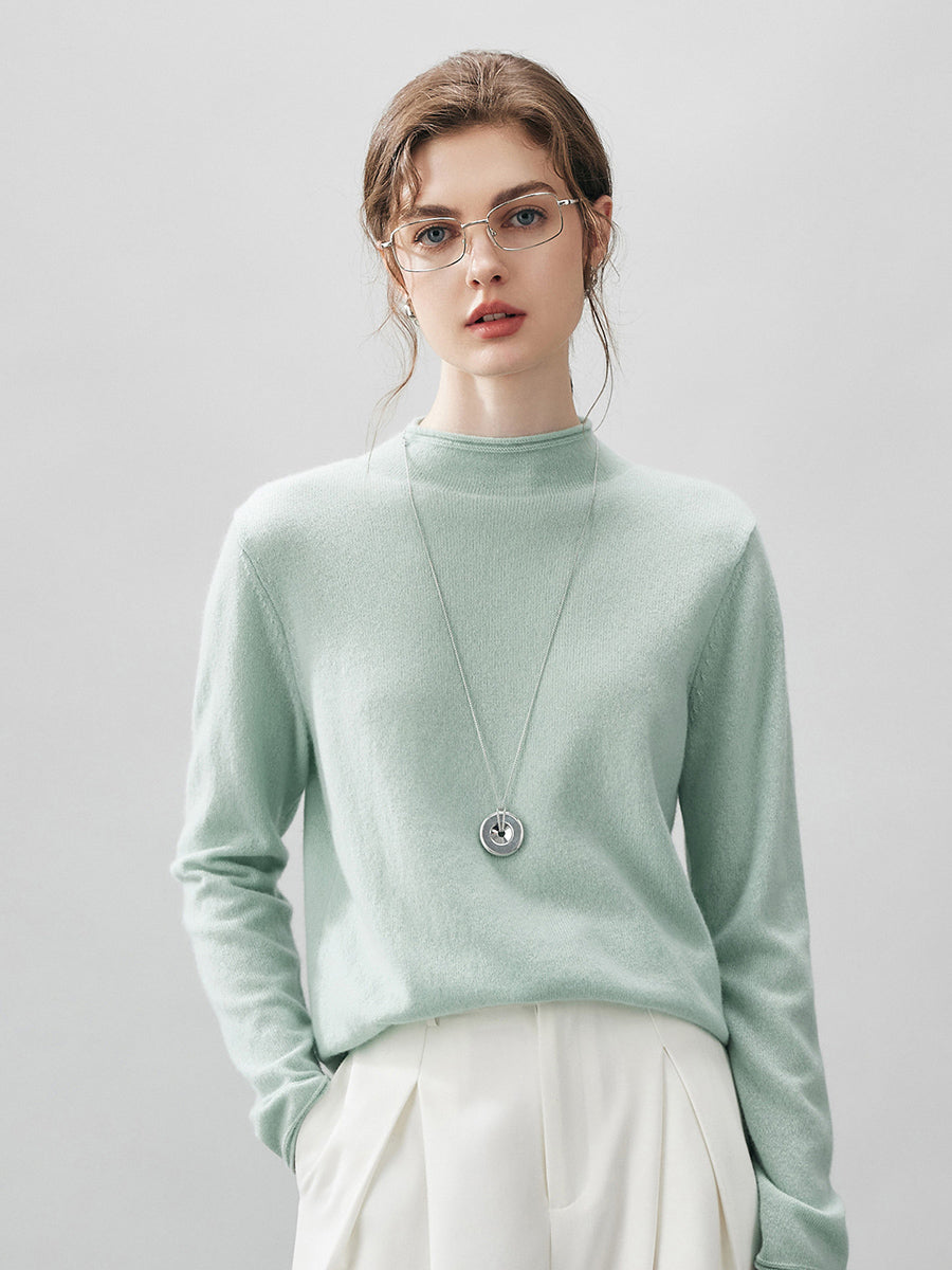 100% Cashmere Round Neck Knit Sweater