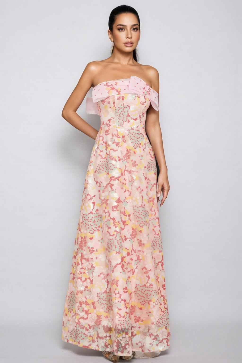 Nivenad Pink Sequin Bodycon Maxi Dress