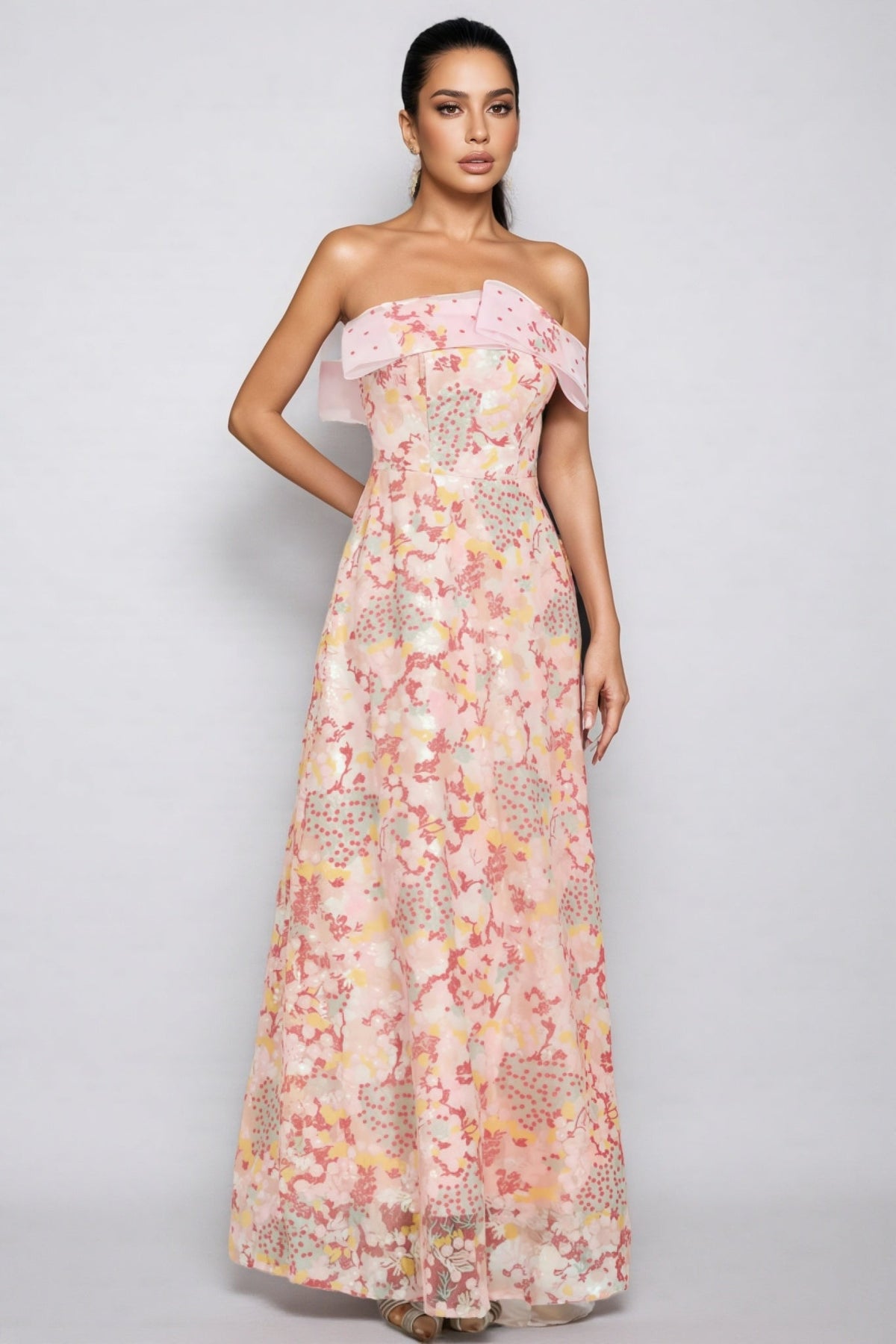 Nivenad Pink Sequin Bodycon Maxi Dress
