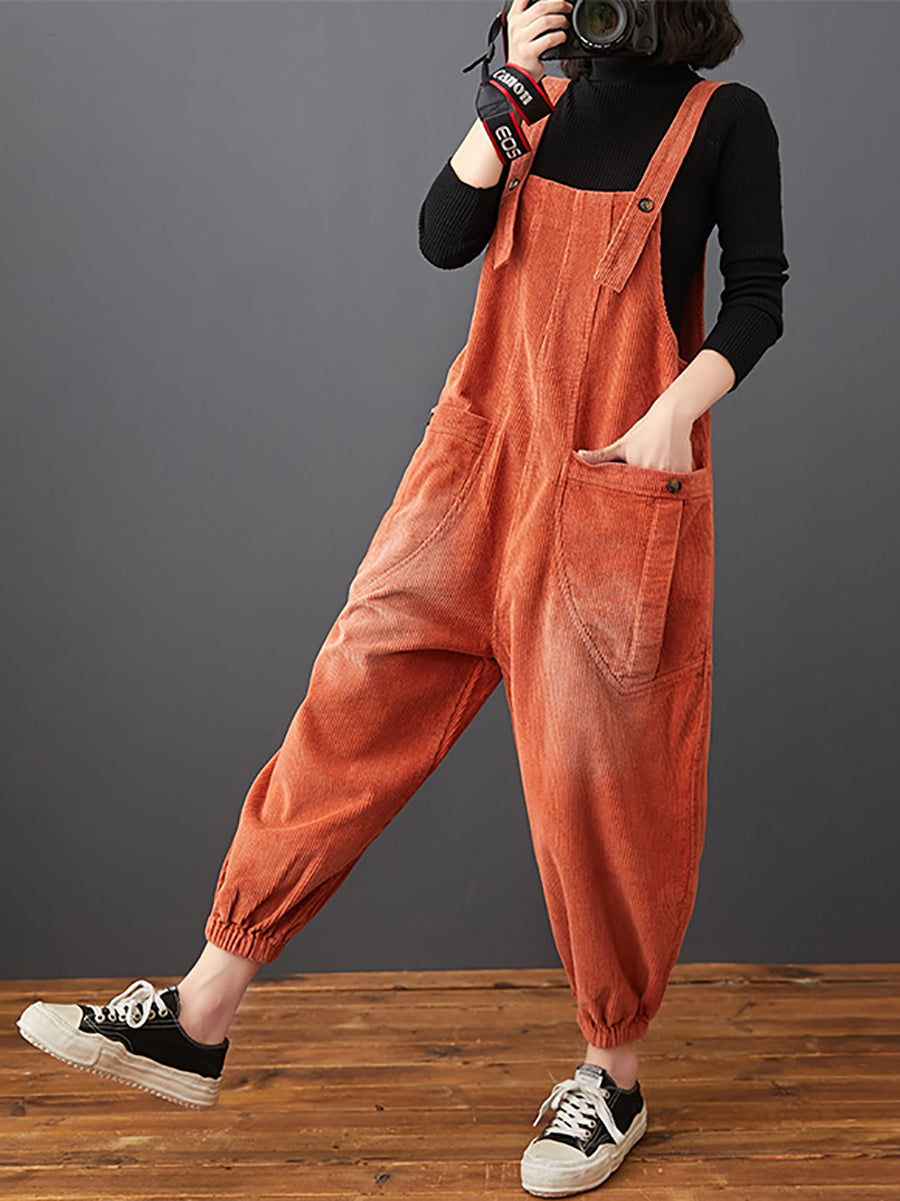 Commute Autumn Corduroy Loose Jumpsuits Ak1022