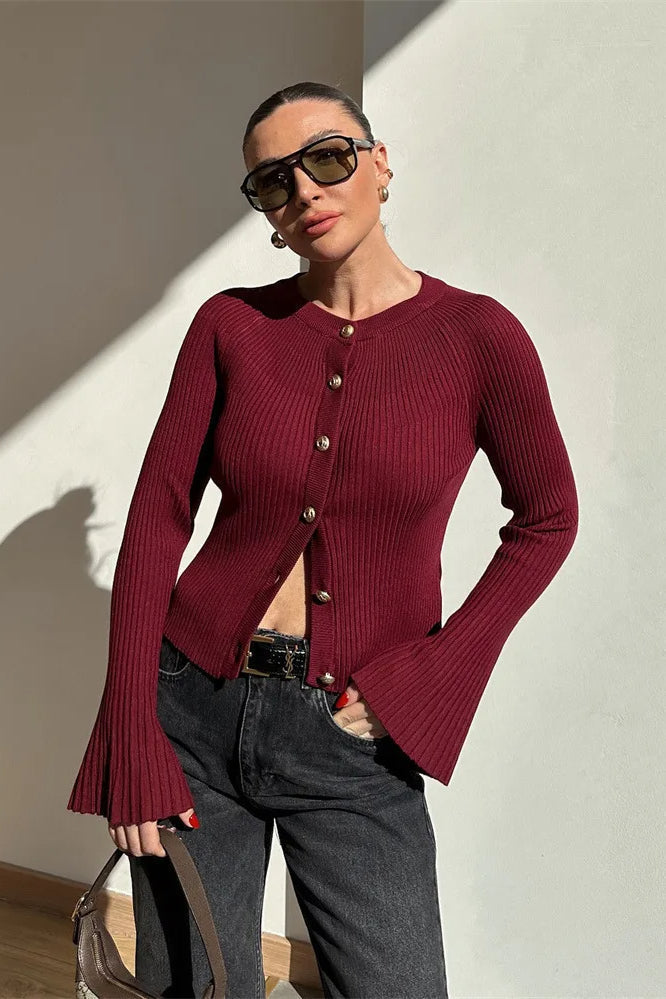 Rib Knit Slim Cardigan