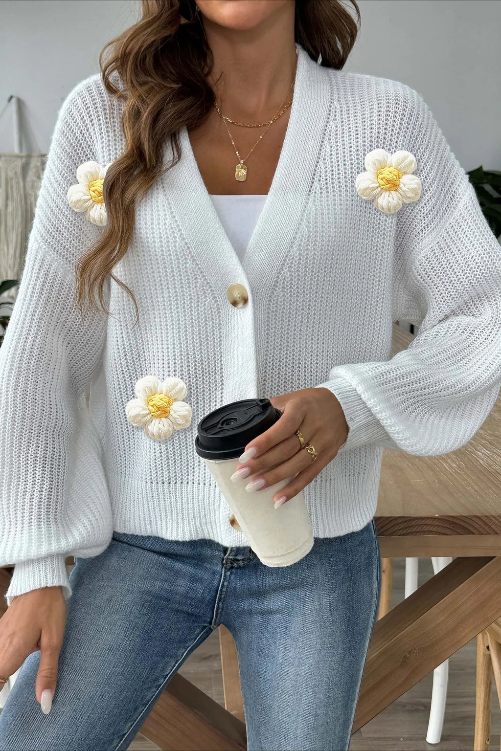 Short Knit Long Sleeve Cardigan