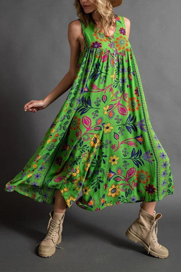 Print Loose Sleeveless Jumpsuit