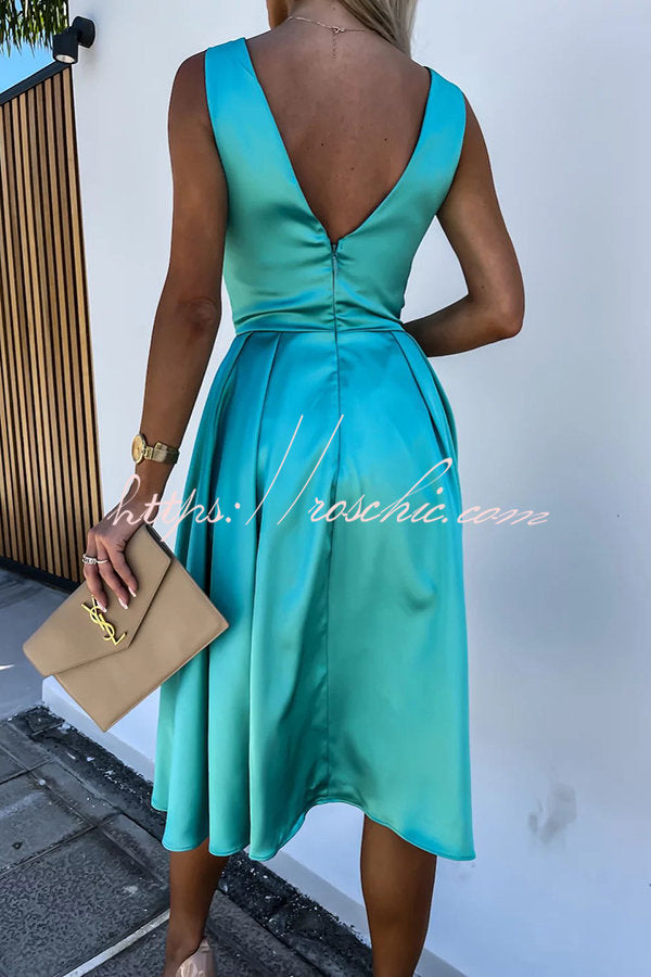 Hold You in My Memory Satin Midi Dress