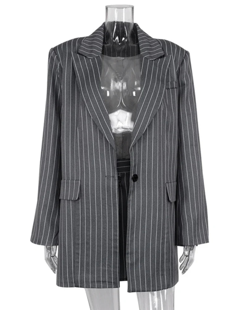 High Waist Slim Skirt Sets for Loose Long Sleeve Coats Woman Temperament Blazer 2 Piece Sets Outfits