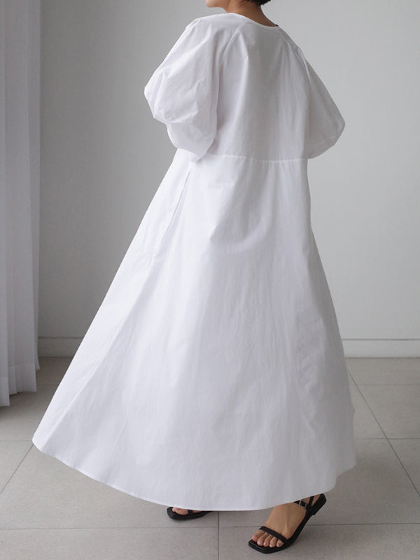Original Bishop Sleeve Color Midi Dress