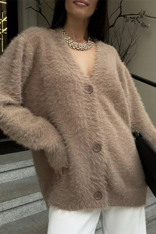 Plush V-neck Cardigan