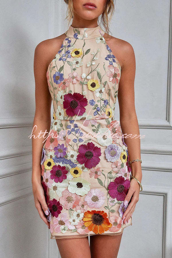 Wish Upon a Dream Applique Halter Mini Dress