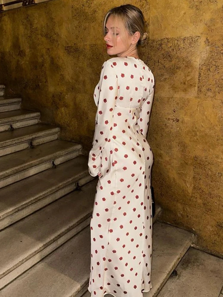 Autumn/winter Long Sleeve Printed Evening Dress Bodycon Flare Sleeves Long Dress Party Vestidos