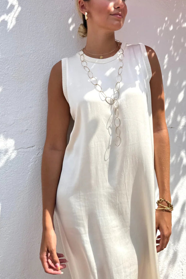 Satin Midi Dress With Seam Detail