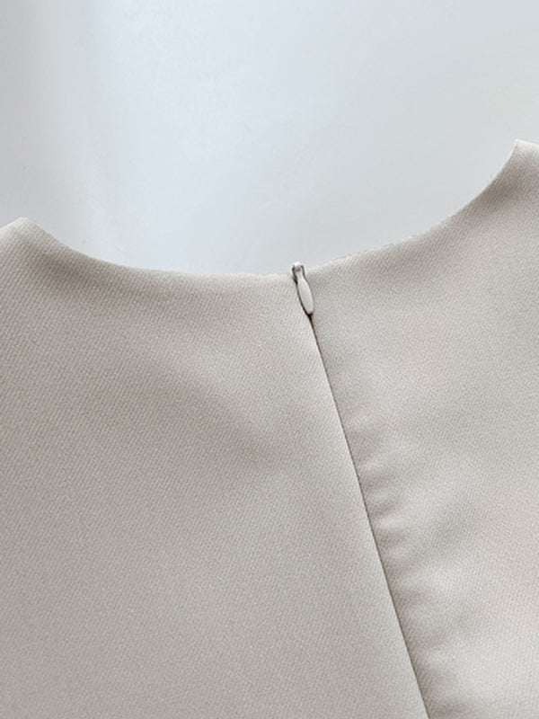 Loose Sleeveless Color Round-neck Midi Dresses