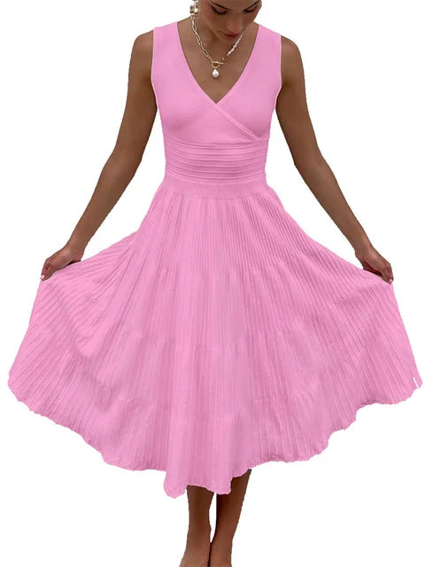 Knit V-neck for Maxi Dress Y2k Backless Knitwear Party Dress Baggy High Waist Summer Female Dress