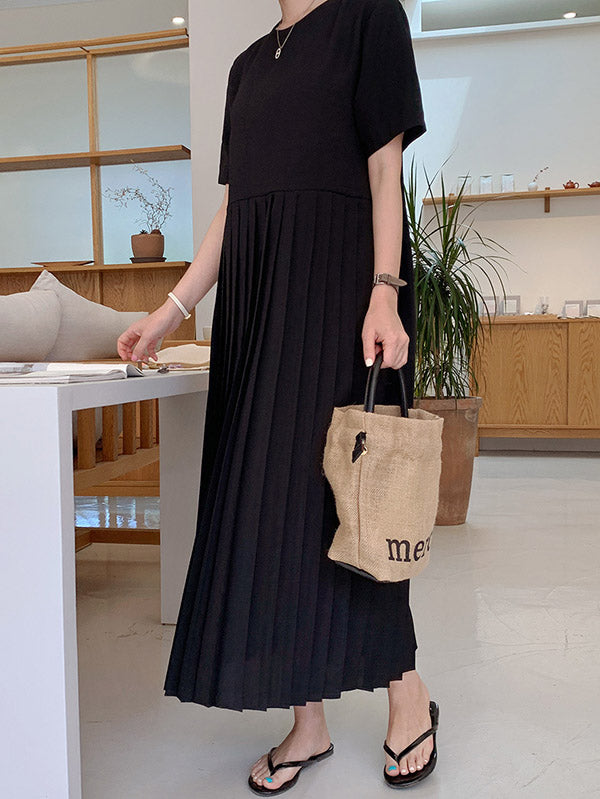 Urban Ruffled Split-joint High Waisted Short Sleeves Midi Dress