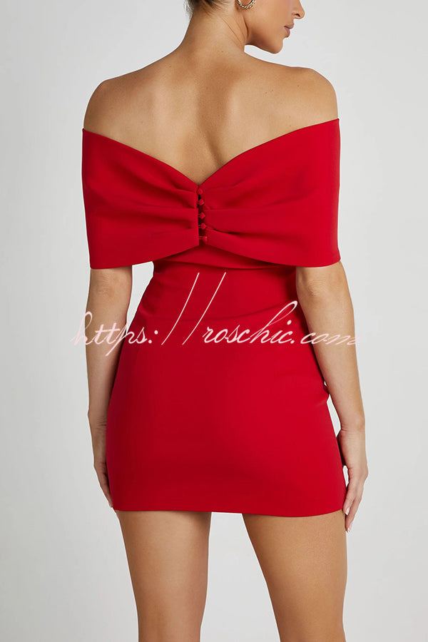 Love Is a Gift Off Shoulder Bow Mini Dress