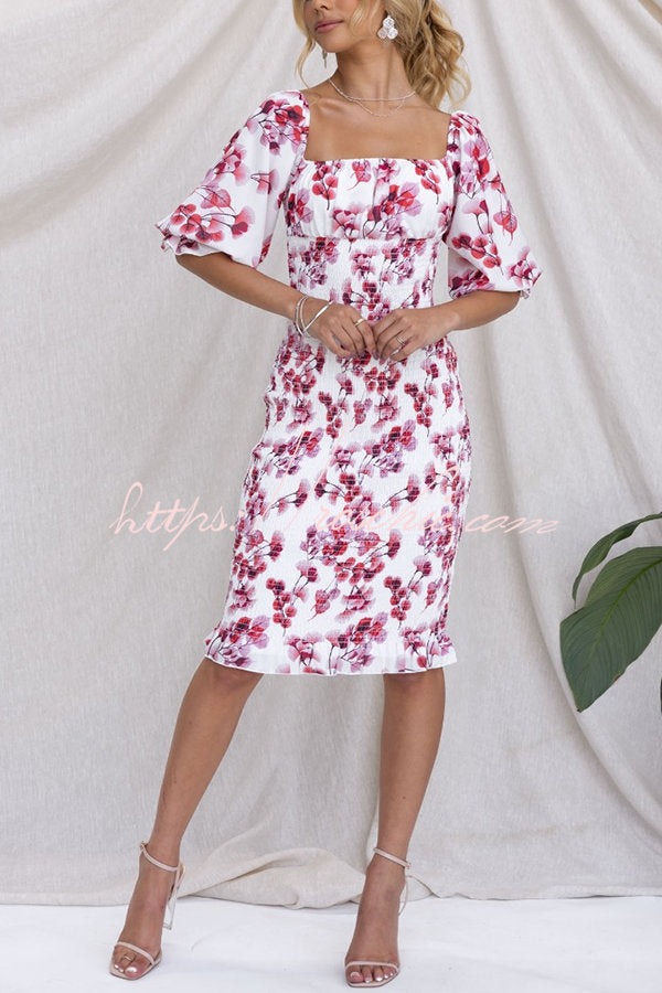 Midnight Beauty Smocked Midi Dress