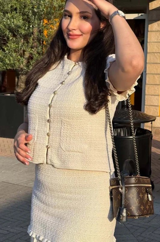 Knitted Short Sleeve Cropped Cardigan