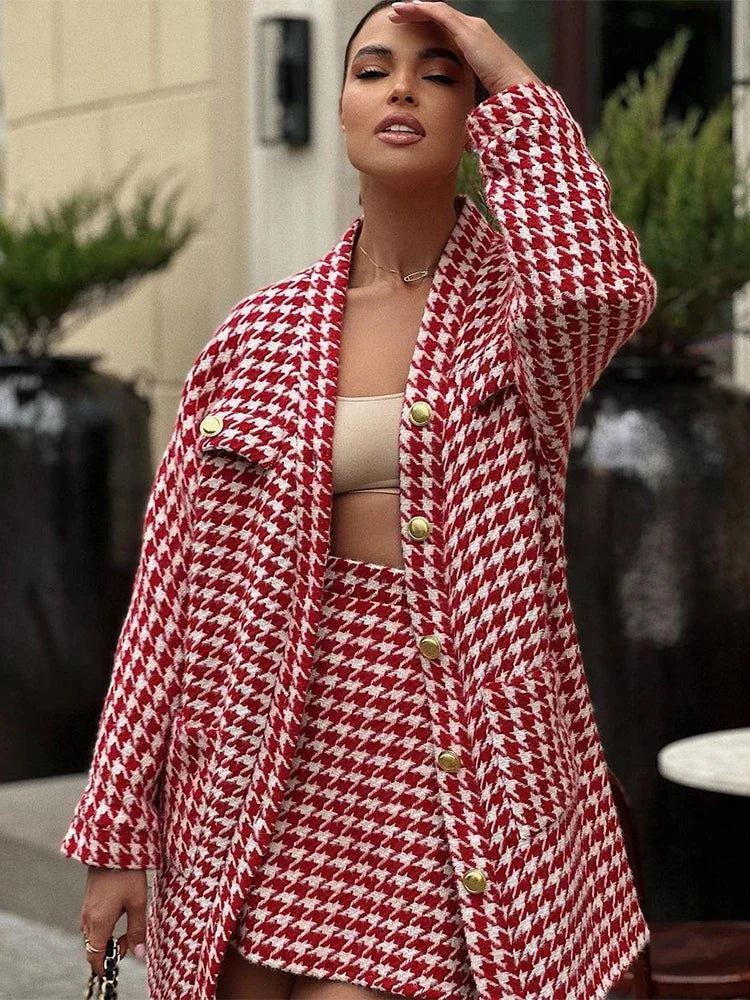 Slim High Waist Skirt Sets 2 Piece Outfits Loose Cardigan Conjuntos De Falda Street Mini Dress Suits