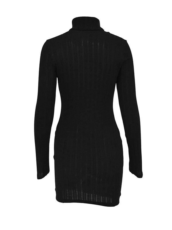 Bodycon High Waisted Color High Neck Mini Dresses