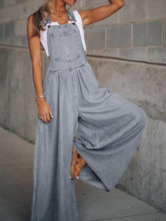 Denim Wide-leg Pants Jumpsuits