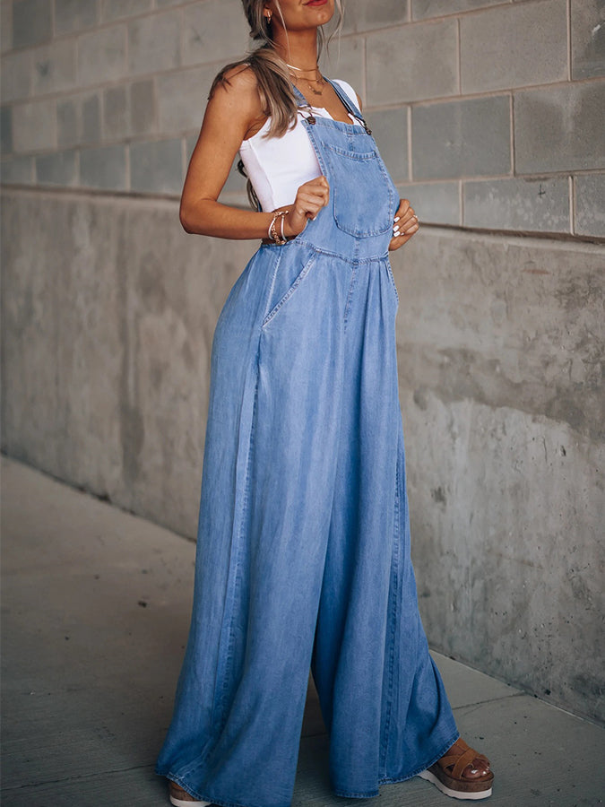 Denim Wide-leg Pants Jumpsuits