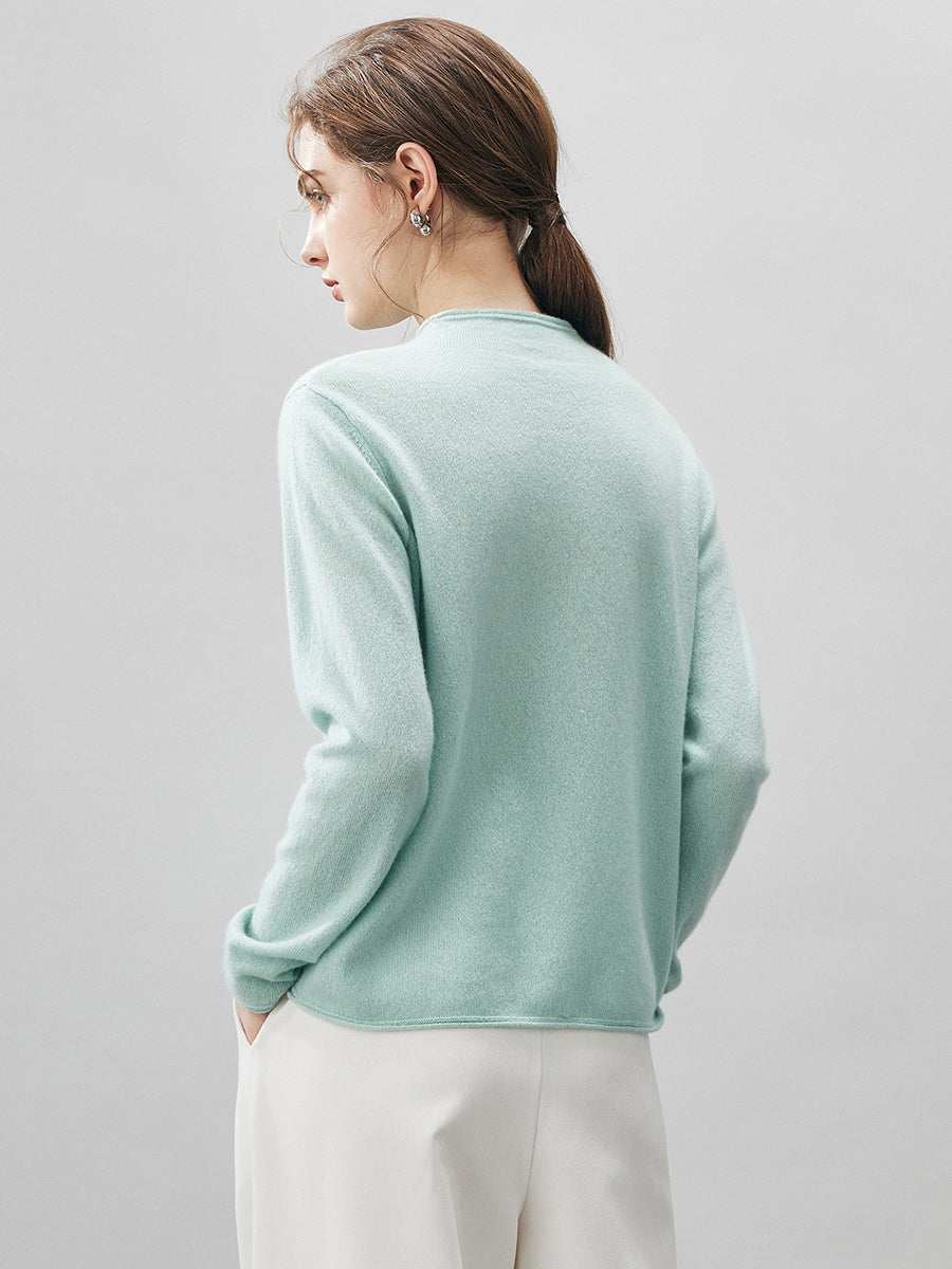 100% Cashmere Round Neck Knit Sweater