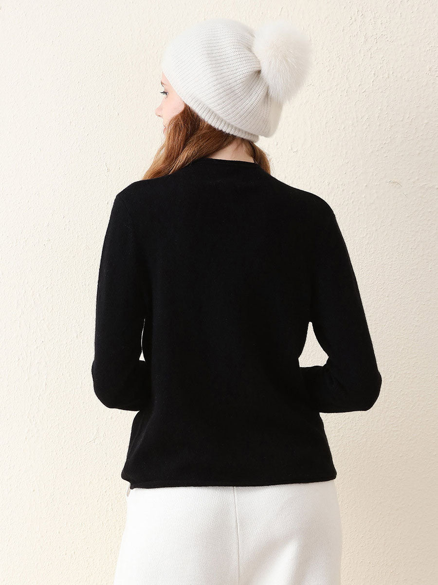 100% Cashmere Round Neck Knit Sweater
