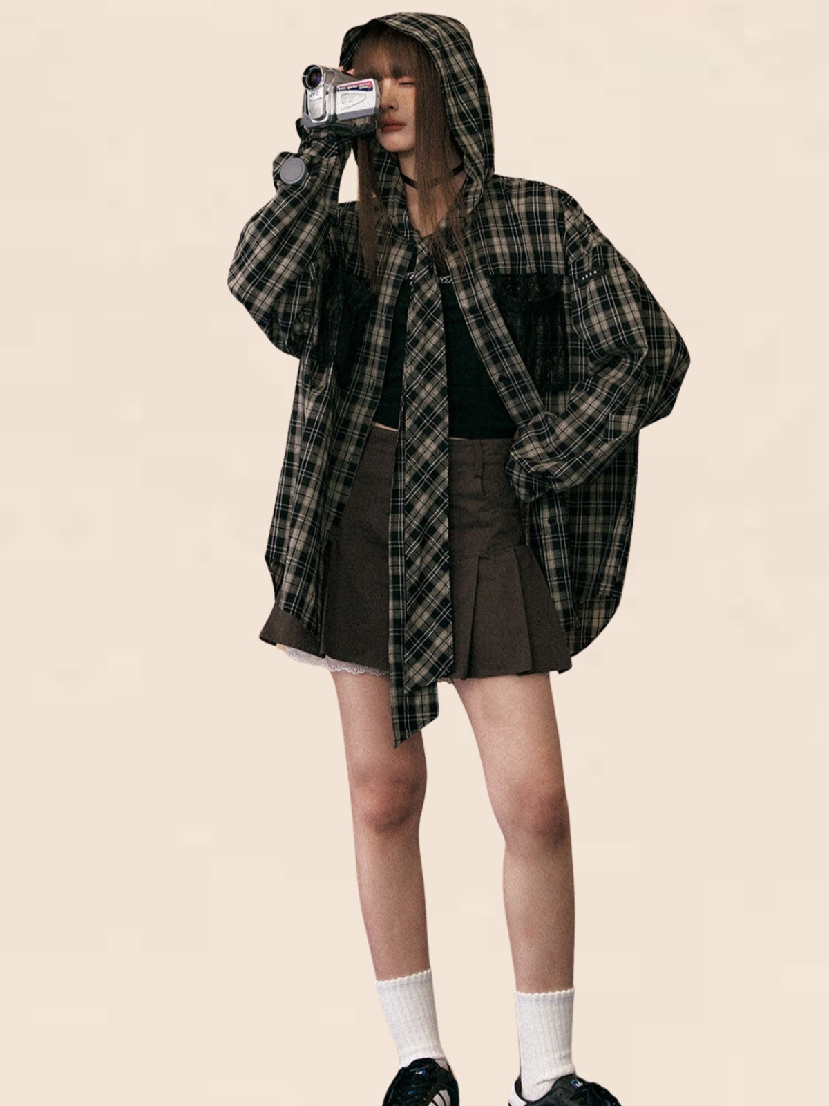Plaid Bow Tie Two-piece Set-up