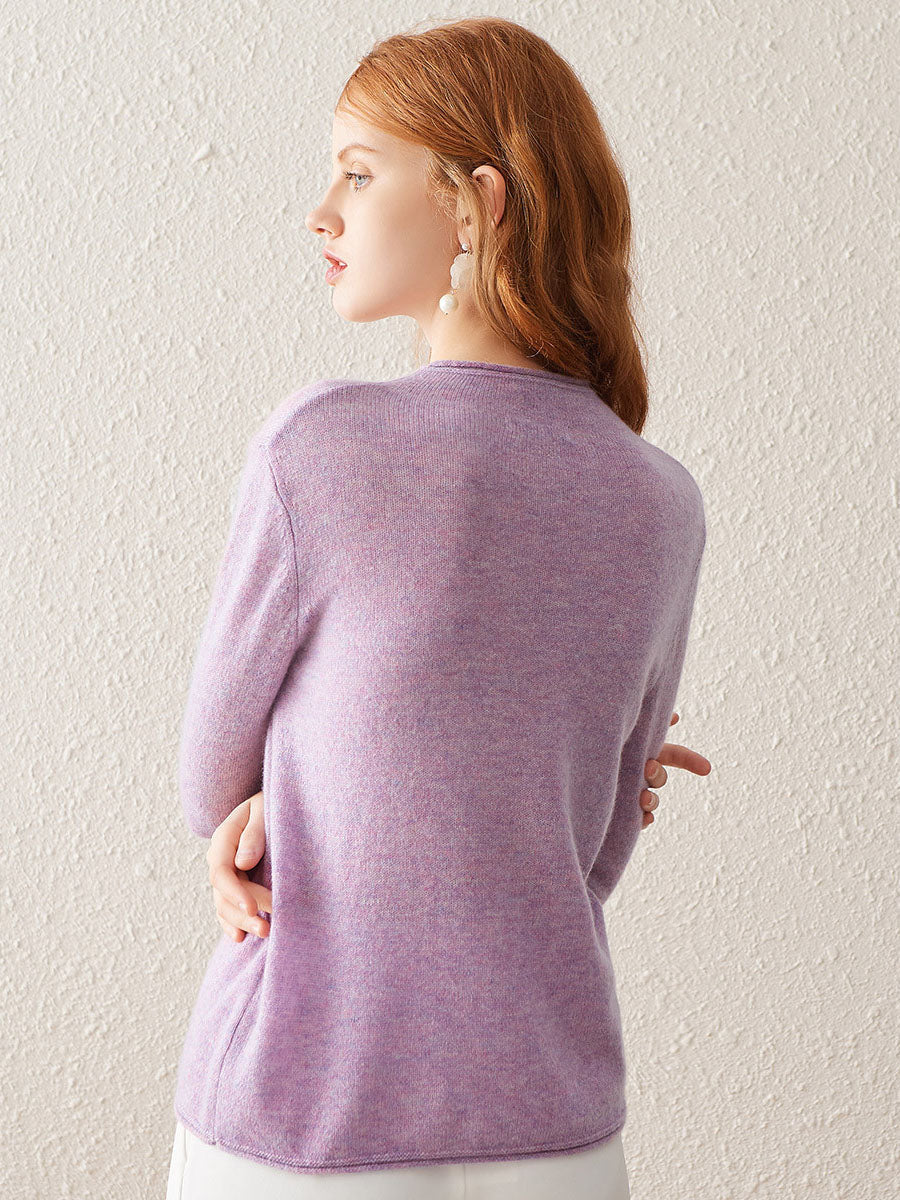 100% Cashmere Round Neck Knit Sweater