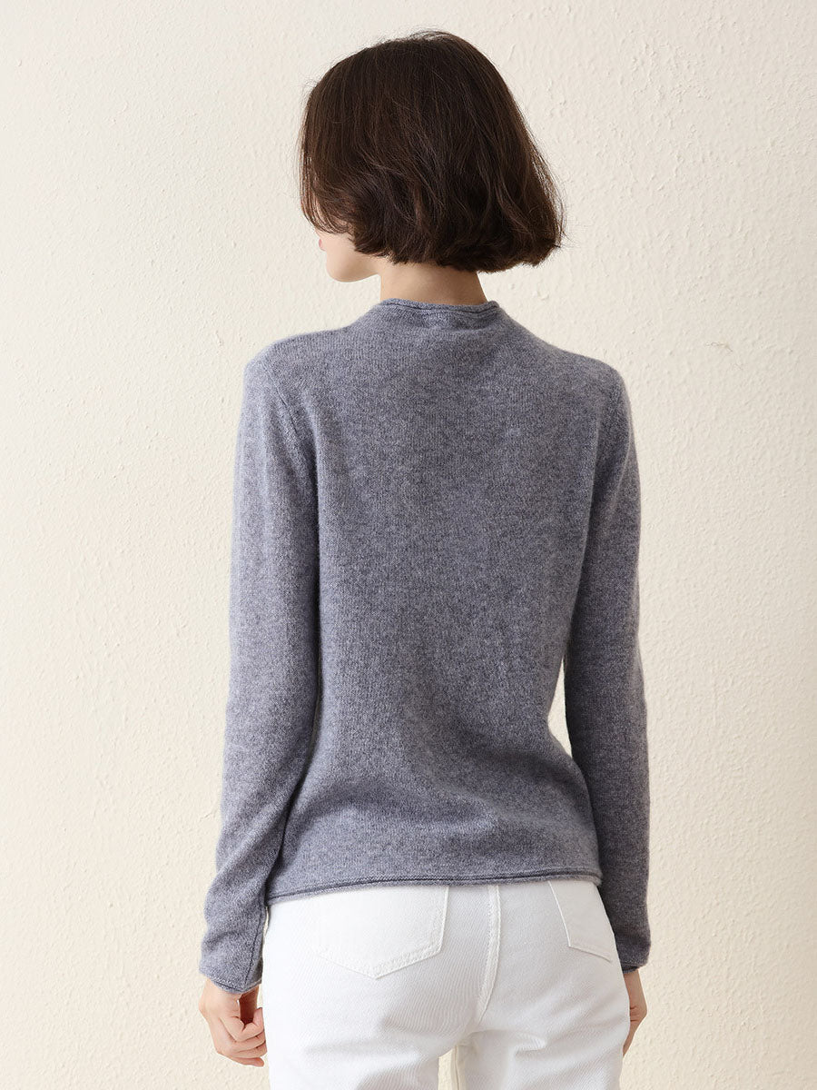 100% Cashmere Round Neck Knit Sweater